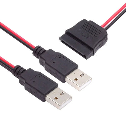 U2-070-2P DC 5V Dual USB to SATA 15-Pin Power Cable for 2.5 inch SATA HDD SSD Disk Driver, 5V 2A Max