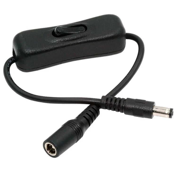 PW-012-DC DC Cable with On / Off Power Switch Button DC 5.5x2.1mm Male to Female for DC 5V Desk Lamp Fan Camera