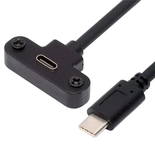 UC-171-0.3M 0.3m USB-C 480Mbps Type-C Male to Up Angled Female Extension Cord Screw Locking Data Cable for Camera VR