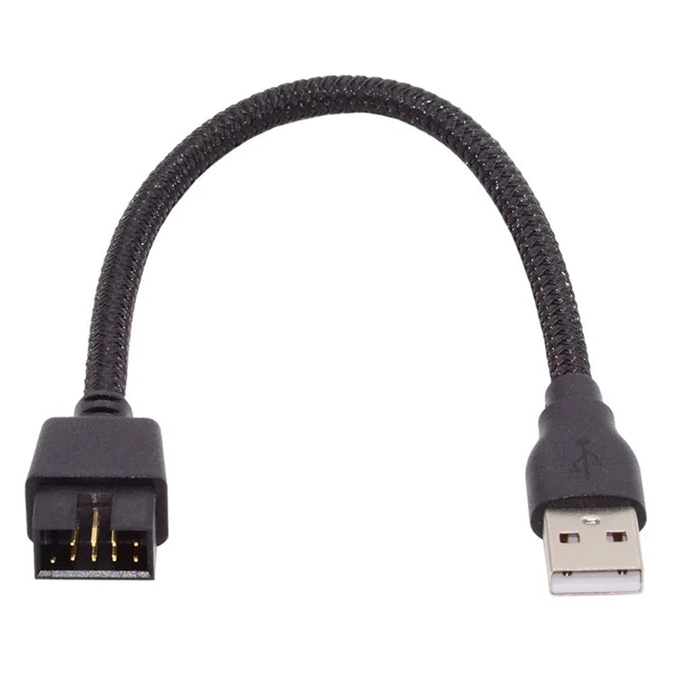 U2-076 Single USB 2.0 Male Type-A to Motherboard 9Pin 10Pin Male Header Cable with Sleeve 20cm