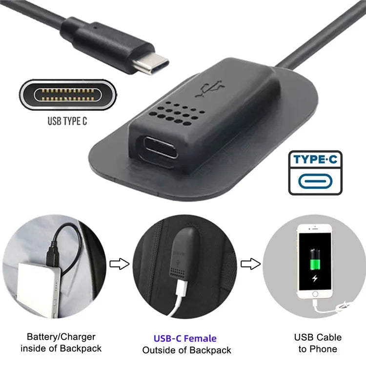 UC-172 USB-C 65W Type-C Male to Female Extension Cable for Outdoor Travel Camping Backpack Charging