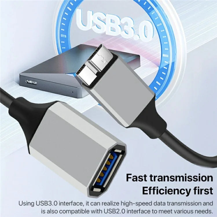 0.5m Plug and Play USB-A 3.0 Female to Micro B High Speed Transmission Mobile Hard Disk Data Cable