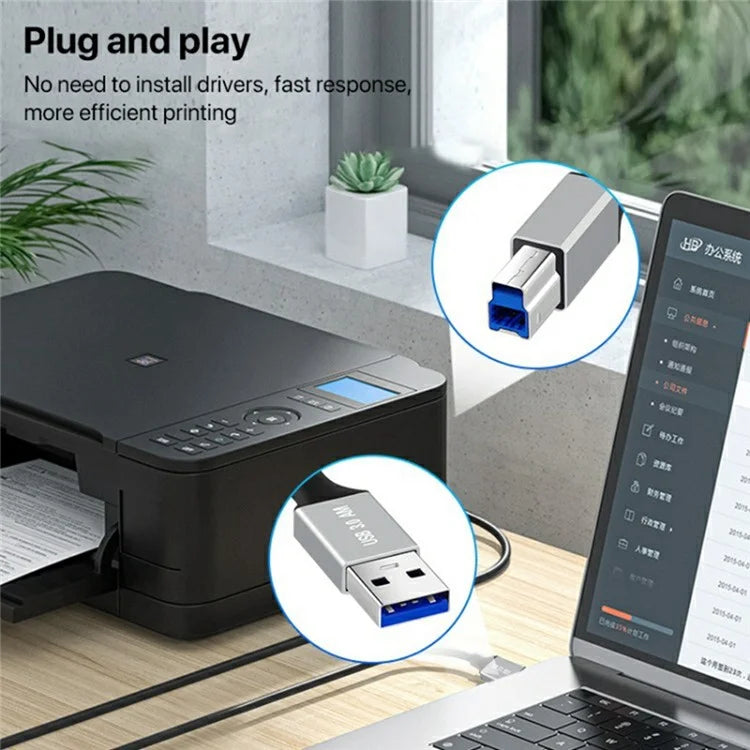 1m Plug and Play USB-A 3.0 to USB-B Square Port Male to Male Data Cable for Printer