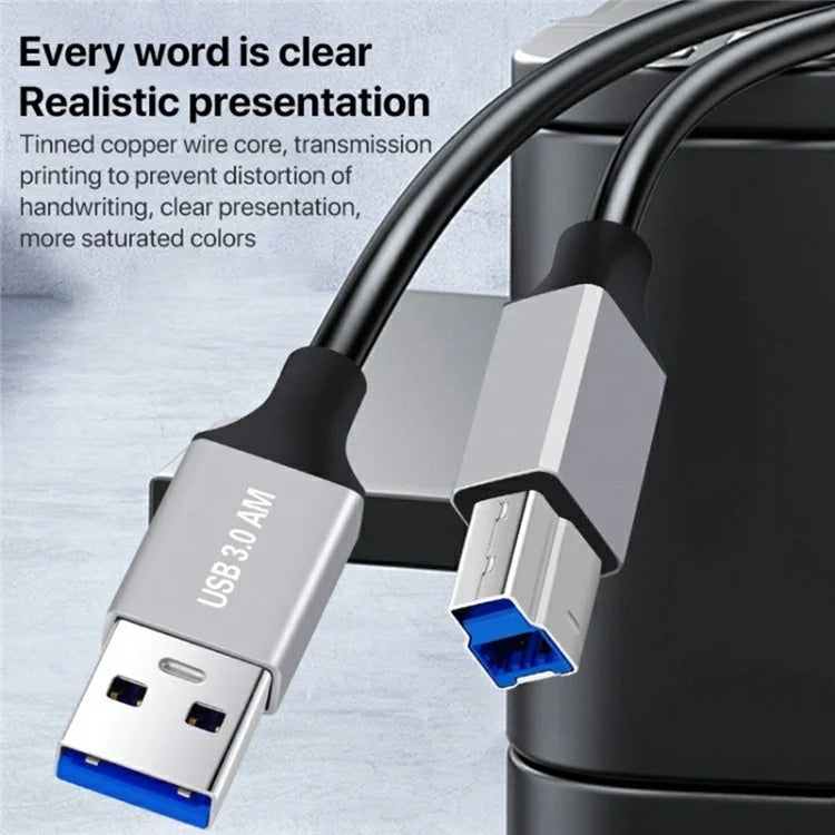 2m Plug and Play USB-A 3.0 to USB-B Square Port Male to Male Data Cable for Printer