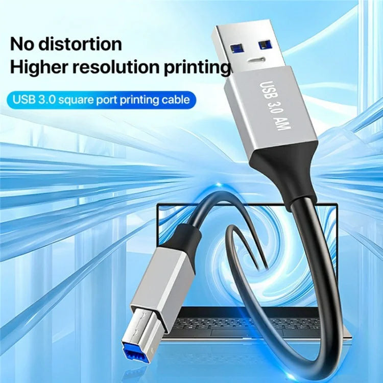 0.3m Plug and Play USB-A 3.0 to USB-B Square Port Male to Male Data Cable for Printer