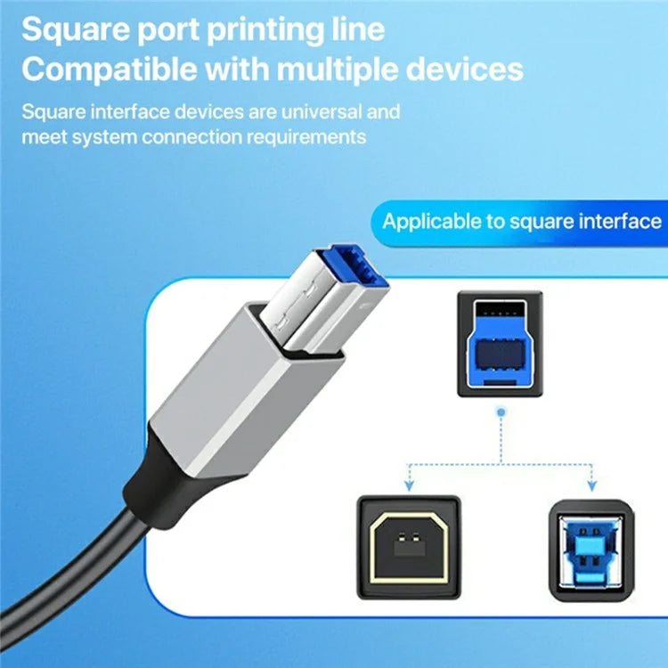 0.3m Plug and Play USB-A 3.0 to USB-B Square Port Male to Male Data Cable for Printer
