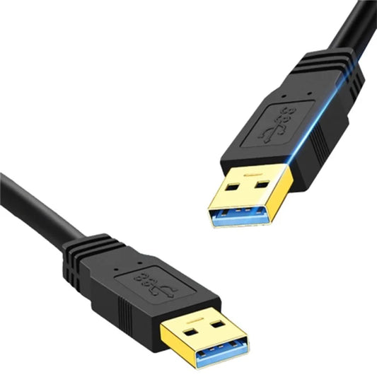 1m USB 3.0 Male to Male Mobile Hard Drive Box Data Cable Laptop Radiator Extension Cord, Black