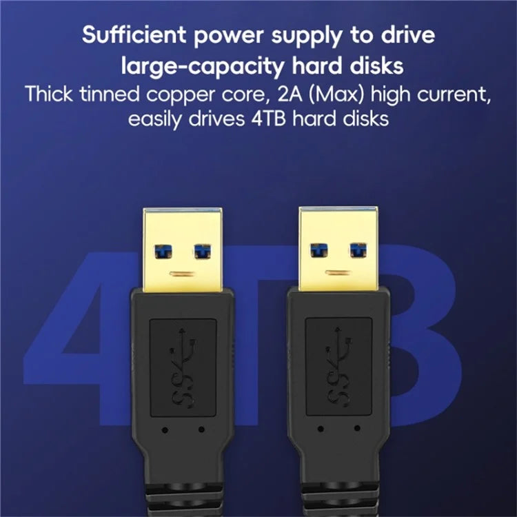 1m USB 3.0 Male to Male Mobile Hard Drive Box Data Cable Laptop Radiator Extension Cord, Black
