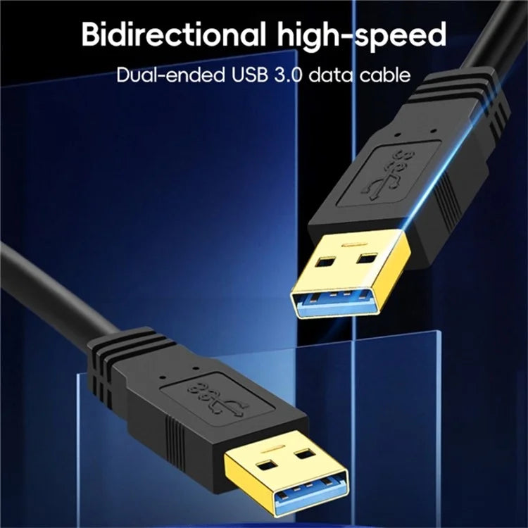 1m USB 3.0 Male to Male Mobile Hard Drive Box Data Cable Laptop Radiator Extension Cord, Black