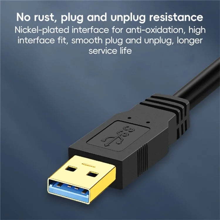 0.6m USB 3.0 Male to Male Mobile Hard Drive Box Data Cable Laptop Radiator Extension Cord, Black