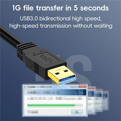 0.3m USB 3.0 Male to Male Mobile Hard Drive Box Data Cable Laptop Radiator Extension Cord, Black