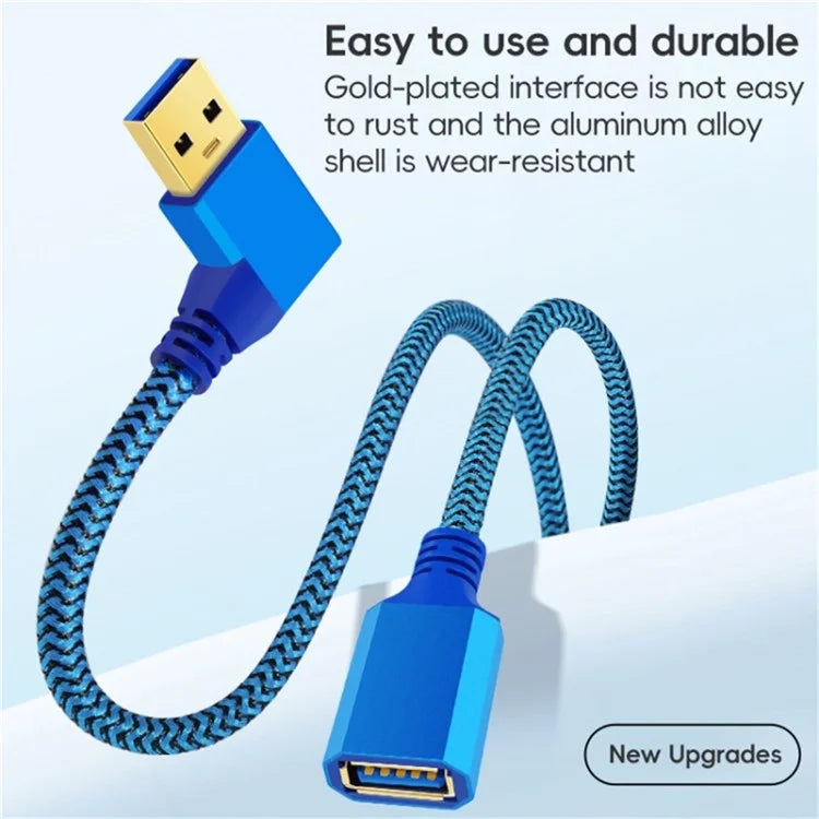 1m Left Angled USB 3.0 Male to Female High Speed Extension Cable for U Disk  /  Mouse  /  Keyboard