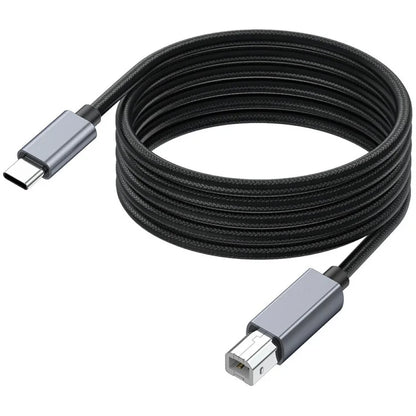 1.8m USB B to USB C Printer Cable Nylon Cord Compatible with MIDI Keyboard DAC DJ Controller