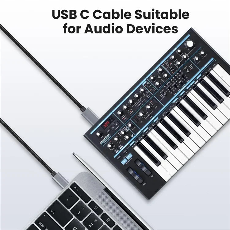 1.8m USB B to USB C Printer Cable Nylon Cord Compatible with MIDI Keyboard DAC DJ Controller