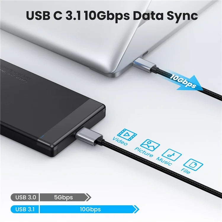 3m USB Type C to Micro B Cable Compatible with Seagate WD Westgate My Passport MacBook Pro / Ipad