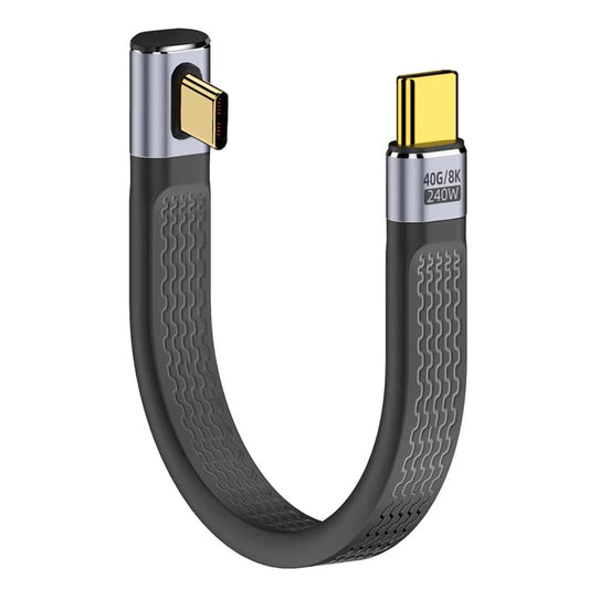 UC-002-0.13L 13cm Low Profile Angled 240W Type-C Male to Male USB4 40Gbps 100W 8K Flat FPC Data Cable for Laptop Phone