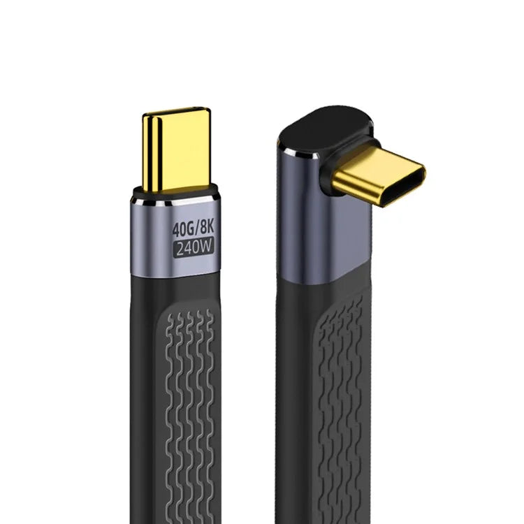 UC-002-0.13U 13cm Up Angled 240W Type-C Male to Male USB4 40Gbps 100W 8K Flat Slim FPC Data Cable for Laptop Phone