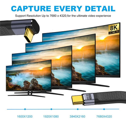 UC-002-0.13U 13cm Up Angled 240W Type-C Male to Male USB4 40Gbps 100W 8K Flat Slim FPC Data Cable for Laptop Phone