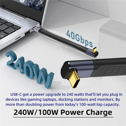 UC-002-0.13U 13cm Up Angled 240W Type-C Male to Male USB4 40Gbps 100W 8K Flat Slim FPC Data Cable for Laptop Phone