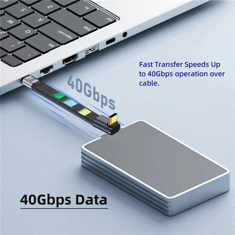 UC-002-0.13U 13cm Up Angled 240W Type-C Male to Male USB4 40Gbps 100W 8K Flat Slim FPC Data Cable for Laptop Phone