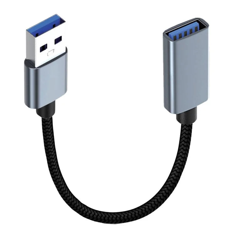 U3-075-AF 0.3m USB 3.0 Male to USB 3.0 Female Extension Cord 5Gbps Disk SSD Camera Data Cable (Silver Shell)