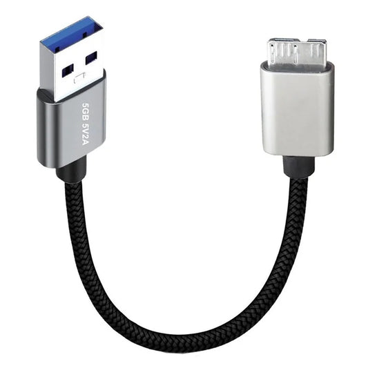 JUNSUNMAY 0.3m USB-A 3.0 Male to Micro-B Male Nylon Cord Hard Drive Camera Data Cable
