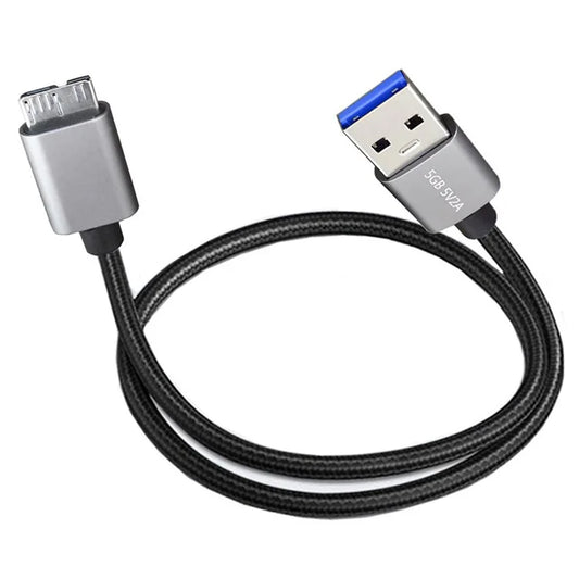 JUNSUNMAY 1m USB-A 3.0 Male to Micro-B Male Nylon Data Transfer Cable for Hard Drive Camera