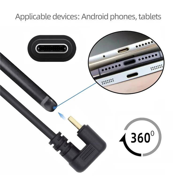 UC-023-OS 1m USB2.0 Type A to Type C Opposite U Shape Back Angled 480Mbps Power Data Cable