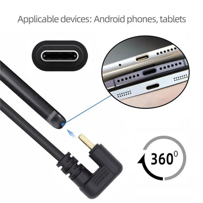 UC-023-OS 1m USB2.0 Type A to Type C Opposite U Shape Back Angled 480Mbps Power Data Cable