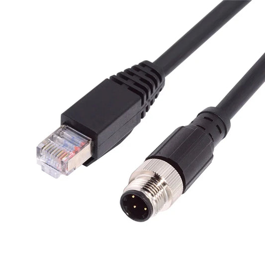 UT-021-1.0M M12 Type-D D-coded 4Pin Male to RJ45 Cat5e Male Cable Lan Ethernet Network Industrial Applications IP67 Patch Cord