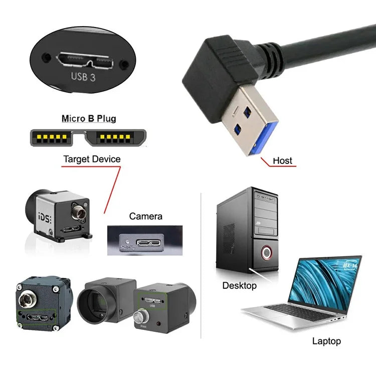 U3-078-UP 25cm Down Angled USB 3.0 Male to Micro 3.0 Plug Up Angled Cable