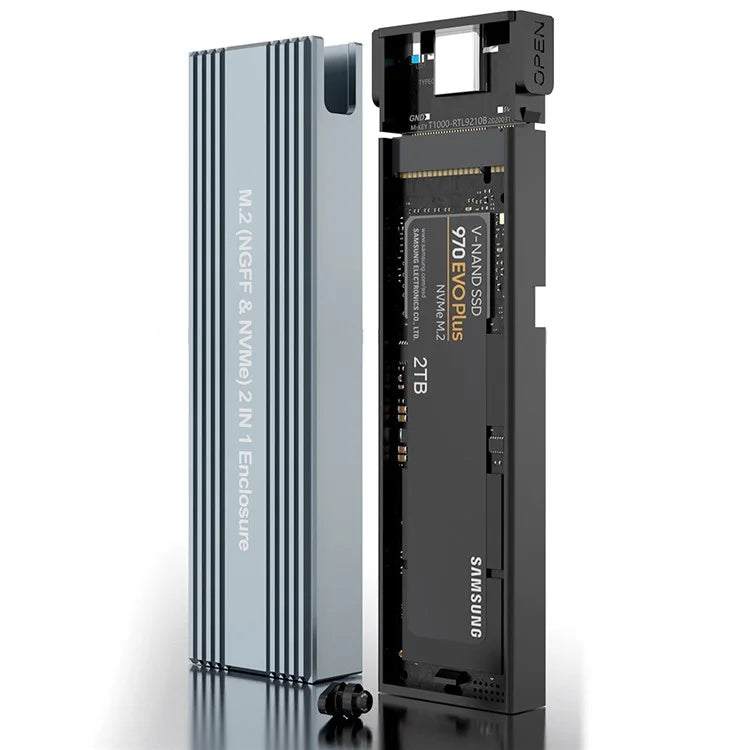 HY2171 SATA M.2 NGFF Nvme 2-in-1 Enclosure 10Gbps Solid State Hard Disk