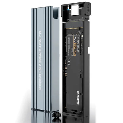 HY2171 SATA M.2 NGFF Nvme 2-in-1 Enclosure 10Gbps Solid State Hard Disk