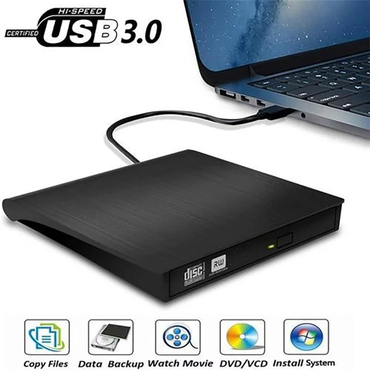 663 USB3.0 Computer Laptop External Optical Drive Burner Brushed High Speed CD DVD Burner+White