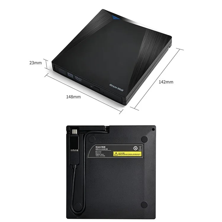 GREAT WALL OD101 Portable External Optical Drive Case Laptop DVD Burner Slim Disc Player CD Reader
