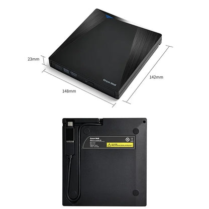 GREAT WALL OD101 Portable External Optical Drive Case Laptop DVD Burner Slim Disc Player CD Reader