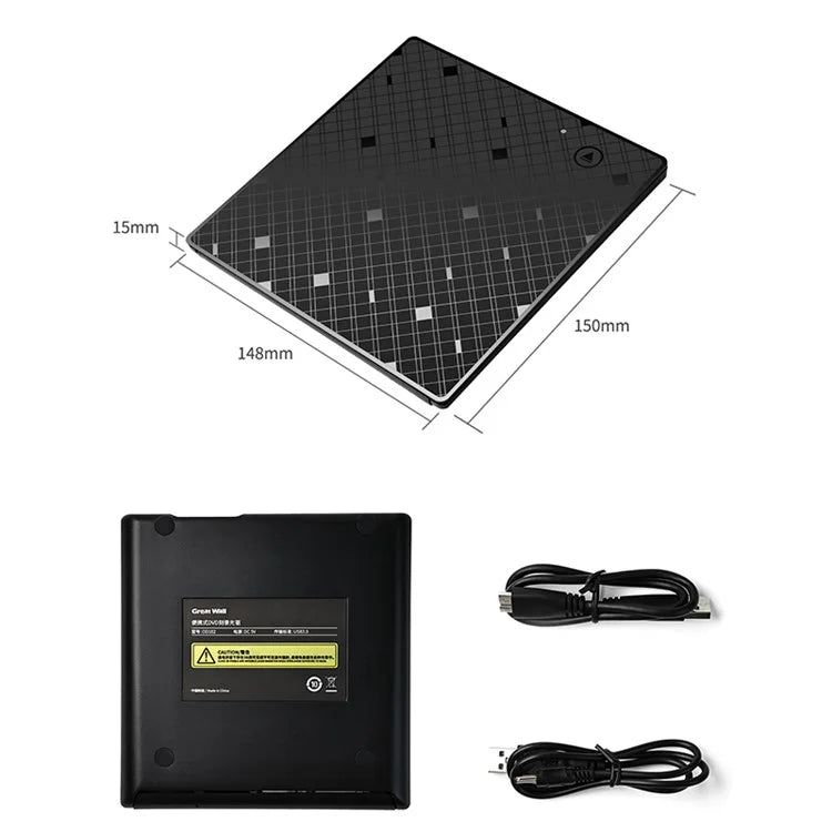 GREAT WALL OD102 Portable External Optical Drive CD / DVD Burner Reader Slim Disc Player for Laptop, PC