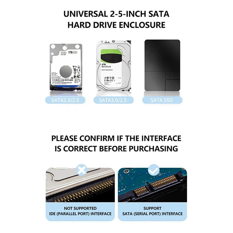 H8 2.5-inch SATA Mechanical Solid-State SSD Hard Drive Box for Windows / Mac / Linux