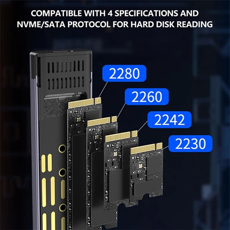 S186 USB3.1 10Gbps SATA SSD Case Aluminum Alloy NVME M.2 Computer External Hard Drive Enclosure