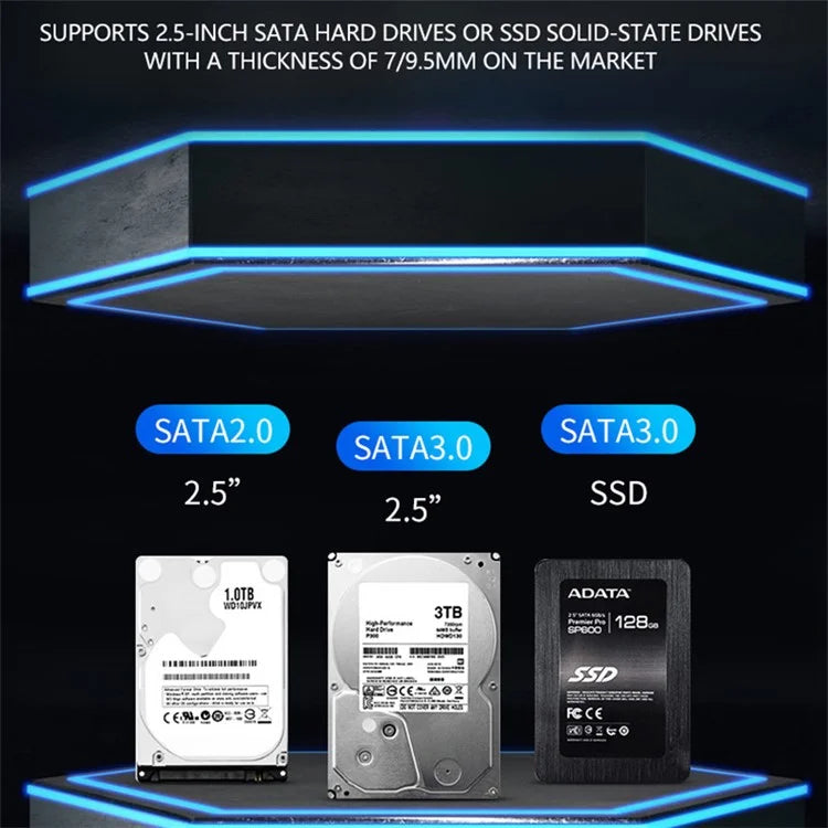 YC-TS6 2.5-inch Mobile Hard Disk Case Type-C 3.1 Computer Laptop External SATA SSD Hard Disk Enclosure