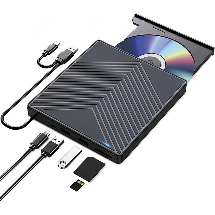 External CD / DVD+ / -RW Drive Writer Reading Burner with TF / SD Card Slot for Windows / Mac OS