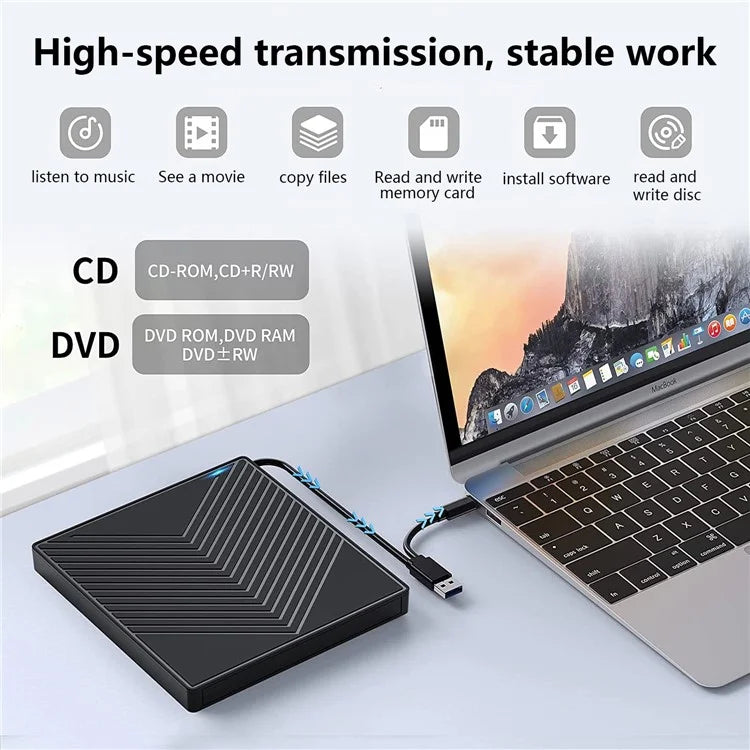 External CD / DVD+ / -RW Drive Writer Reading Burner with TF / SD Card Slot for Windows / Mac OS