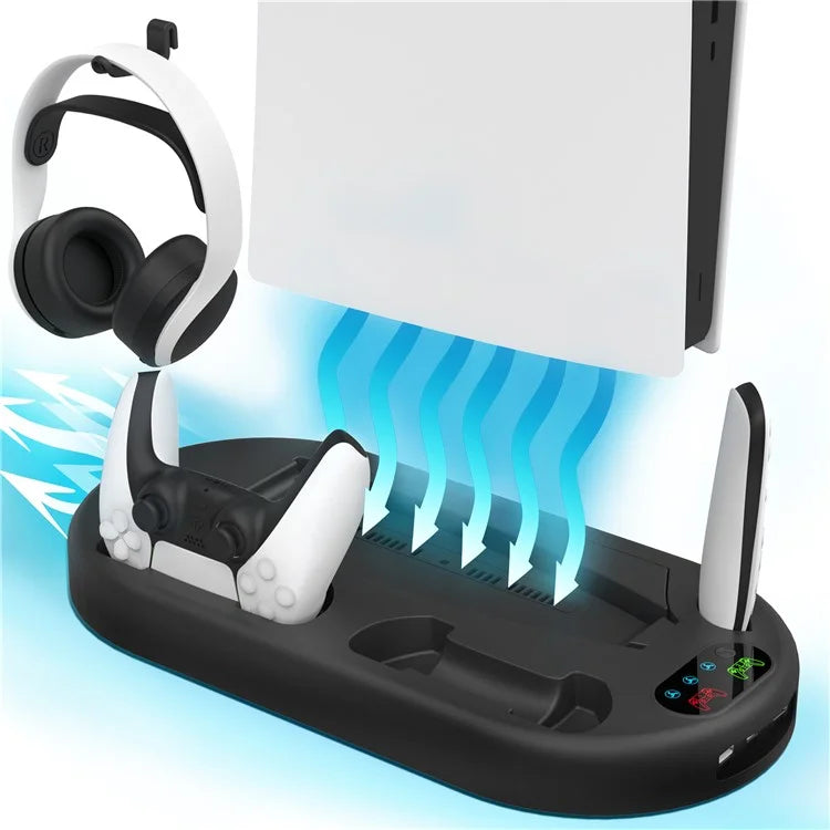 For Sony PS5 Console Controllers Charging Dock Cooler Stand Holder Headphone Holder