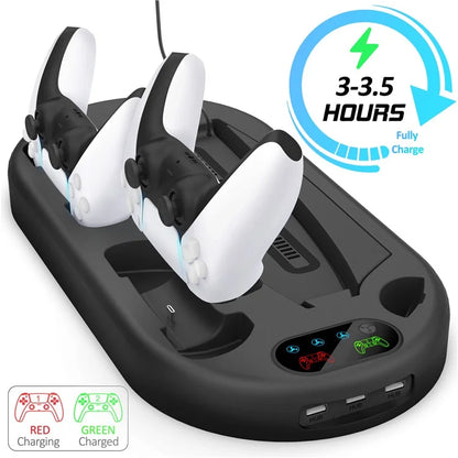 For Sony PS5 Console Controllers Charging Dock Cooler Stand Holder Headphone Holder