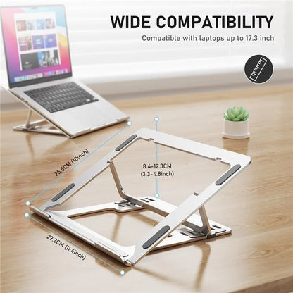 D24-3 Aluminum Alloy Laptop Cooling Stand Foldable Desktop Height Adjustable Notebook Bracket