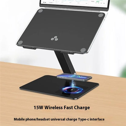 C5Q 15W Wireless Charging Laptop Riser Folding Bracket with 6-in-1 Hub Docking Station