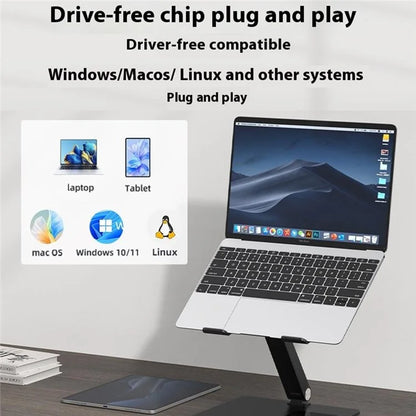 C5Q 15W Wireless Charging Laptop Riser Folding Bracket with 6-in-1 Hub Docking Station