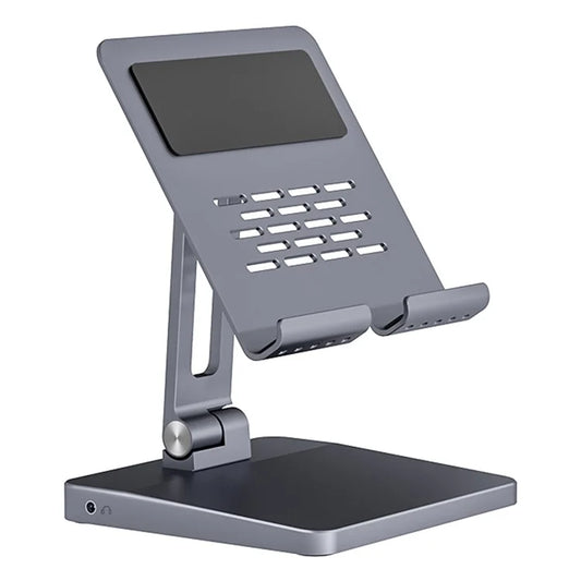 H13U Phone Tablet Stand Aluminum Alloy Desktop Bracket with 7-in-1 USB Hub Docking Station