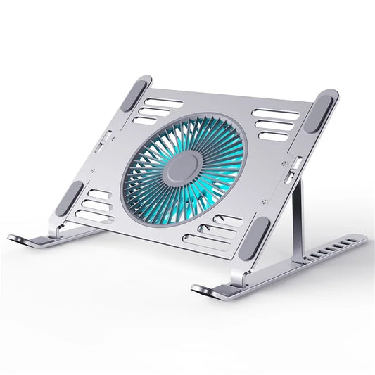 R-JUST HZ44 Foldable Height Adjustable Laptop Cooling Fan Base Metal Notebook Cooler Stand