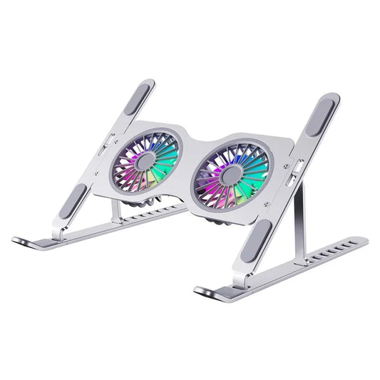 R-JUST HZ45 Foldable Height Adjustable Dual Fan Laptop Cooling Stand Notebook Metal Cooler